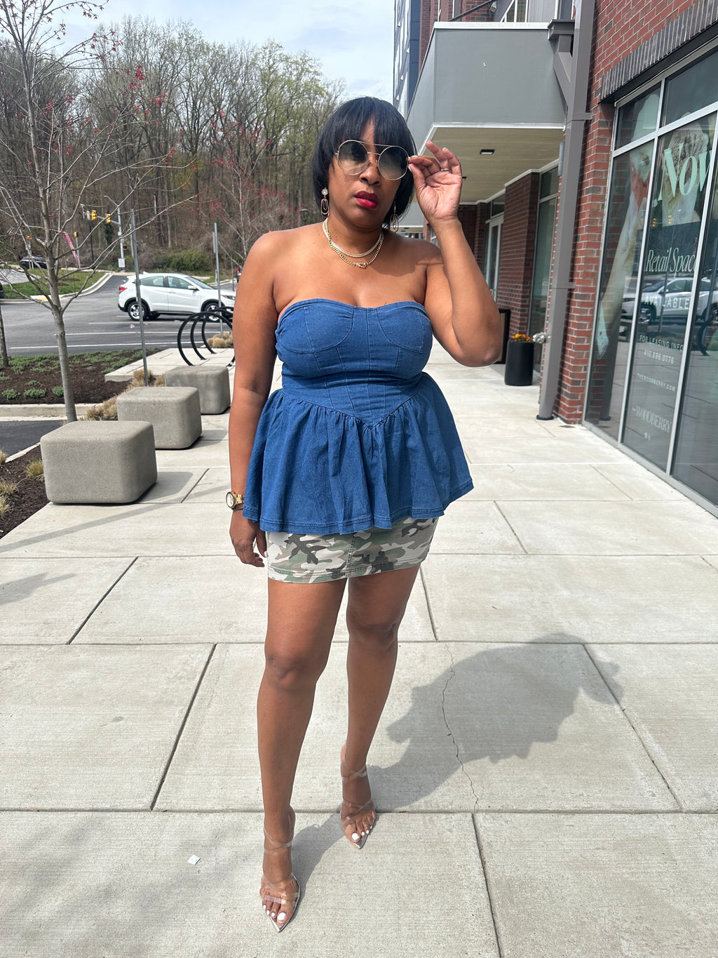 Denim Twirl Top