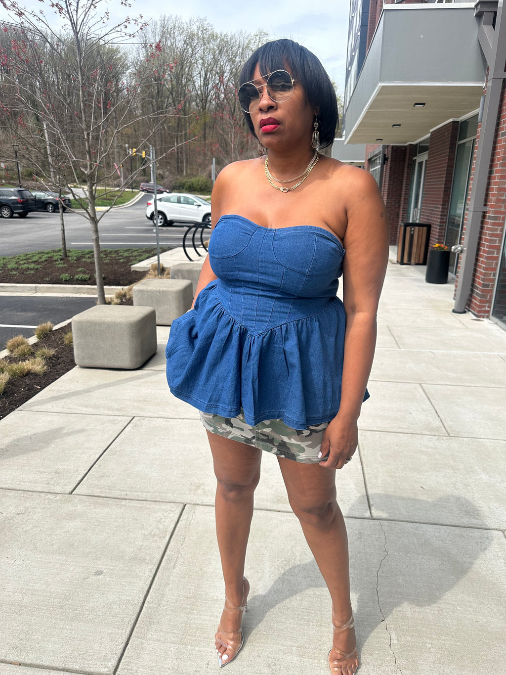 Denim Twirl Top